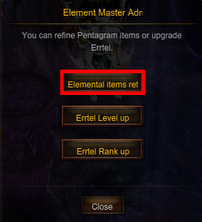 Elemental Items Refinement combination